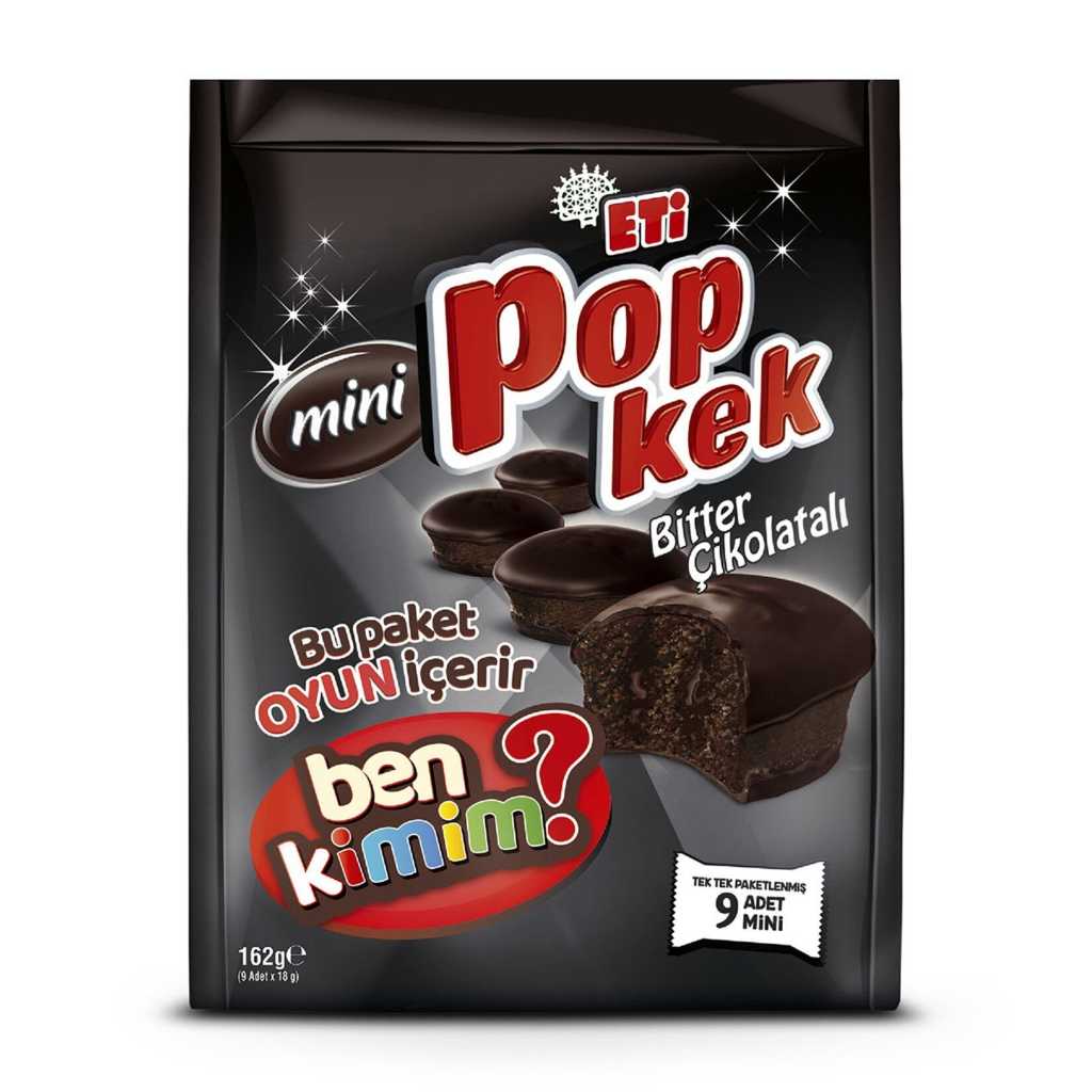 ETİ POPKEK MİNİ BİTTER ÇİKOLATA 9LU 162GR